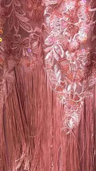 Prabanga išsiuvinėti Akių Tiulio audinio gražų fringel tessel Nigerijos nėrinių audiniai Jolin-71530 su blizgančiais