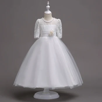 Vaikas Vestuvių Suknelė Mergina Šalis Suknelė Elegantiškas Pirmosios Šventosios Komunijos Suknelės Mergaitėms Balta, Violetinė Pilka Vaikams-drabužiai Princesė
