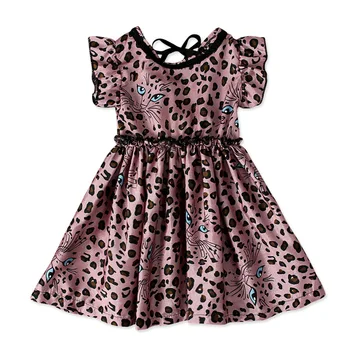 Vaikų Berankovis Suknelė Mergaitėms Leopard-print Suknelė Vaikams Drabužių 1-4 Metų,