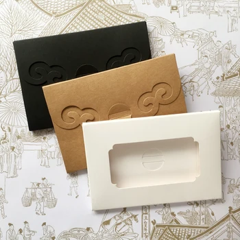 50pcs/daug - Retro kraft popieriaus, atviruką pakavimo dėžės balta juoda popieriniai Vokai su langeliu Pack vestuves naudai