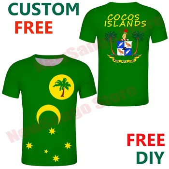 Kokosų (Kilingo) Salos Užsakymą Vyrų custom t shirts nuotraukos foto jaunimo marškinėliai kokosų keelingo vėliavos namų marškinėliai
