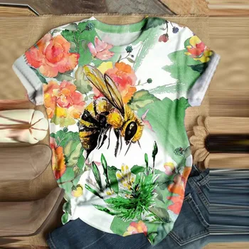 Marškinėliai Moterims Harajuku Viršūnes Moterų 2021 O-Kaklo trumpomis Rankovėmis, Dažytos Spausdinimo Plius Dydis Marškinėliai Topai Camisetas Mujer футболка