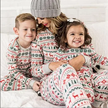 Šeimos Kalėdų Pižama Rinkiniai, Laisvalaikio Naktiniai Drabužiai Šeimai Atitikimo Kostiumai, Naktiniai Drabužiai Ilgomis Rankovėmis Viršuje + Ilgas Kelnes Rudenį Sleepwear