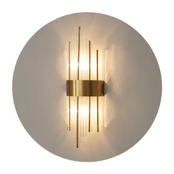 Šiuolaikinio meno dekoratyvinės sienų + stiklas žibinto dekoratyvinis namo sienos lempos LED žalvario lempa šalia kambarį nerūdijančio plieno dekoratyvinis