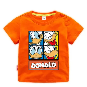 Disney 1 vasaros vaikų marškinėliai ančiukas Donaldas susiuvimo apvalios kaklo peties sagtis, T-marškinėliai, vaikiški drabužiai namų cool