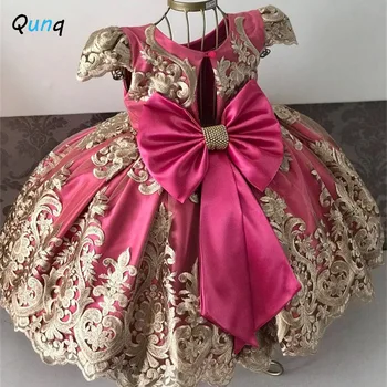 Qunq Vaikai Princesė Dress Prabangus Gėlių Siuvinėjimas Elegantiškas Vaikai Šalis Kostiumu Mergina Vasaros Kūdikių Bamblys Mergina Suknelės