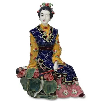WU CHEN ILGAI Kinų Antikvariniai Jinling Dvylika Porceliano Gražių Moterų Figūrėlės Klasikinio Ponios Meno Skulptūros, Namų Dekoro R2398
