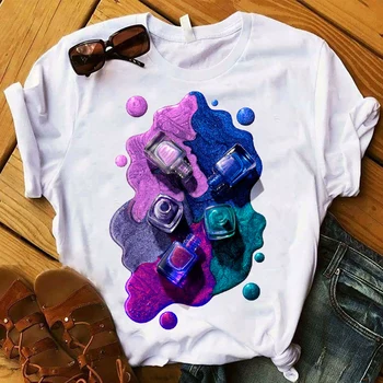 Tshirts Moterų 3D Pirštu Piešti Grafinis Plius Dydis Moterų Harajuku Moterys T-shirt Negabaritinių Viršūnes Tee Vasaros Moterų marškinėliai