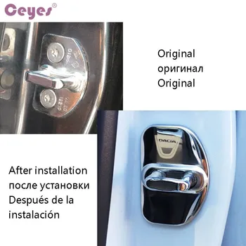 Ceyes Automobilių Stiliaus Naujas 3D Dizaino Automatinis Durų Užraktas Padengti Apsauginėmis Sklendėmis tinkamas Dacia Sandero Stepway Nerūdijančio Plieno Priedai