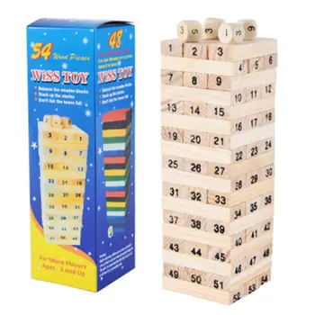 54 vienetų originalus medinis skaitmeninis vaikų sluoksnis kaupimas blokai sužinoti, krovimas aukštas, kaminai, kaminai
