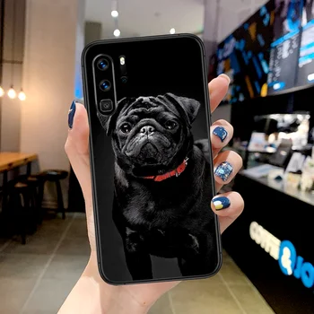 Juokinga puglie pug Telefoną Atveju Huawei P Mate Smart 10 20 30 40 Lite Z 2019 Pro juodo Dangtelio Tendencija Premjero 3D Funda Silikoniniu Dėklu