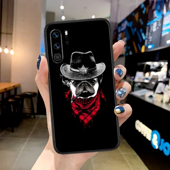 Juokinga puglie pug Telefoną Atveju Huawei P Mate Smart 10 20 30 40 Lite Z 2019 Pro juodo Dangtelio Tendencija Premjero 3D Funda Silikoniniu Dėklu