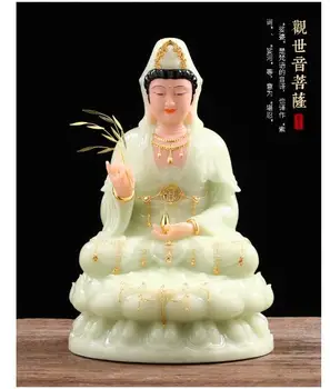 2021 aukštos kokybės buda Guanyin Avalokitešvara Šeimos efektyvių Talismanas laiminti, saugaus, sveikatos, geros kloties jade gilding Budos statula