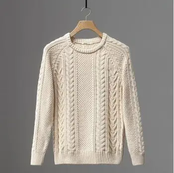 Geros kokybės!rudens-žiemos vyrų vientisos spalvos storas medvilnės megztiniai džemperis klasikinis twist puloveriai megztinis korėjos atsitiktinis kailis tb3842