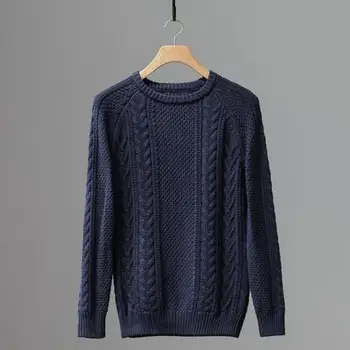 Geros kokybės!rudens-žiemos vyrų vientisos spalvos storas medvilnės megztiniai džemperis klasikinis twist puloveriai megztinis korėjos atsitiktinis kailis tb3842