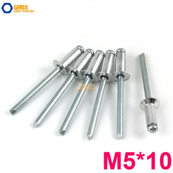100 Vienetų M5*10 Aliuminio Įsprausti Aklai Kniedės Pop Kniedės Atidaryti Pabaigos