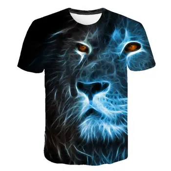 2020 Naujas Vasaros vyriški T-shirt Apvalus kaklas Trumpas rankovėmis Drabužius Gyvūnų Liūtas 3d Spausdinimo marškinėliai Atsitiktinis vyriški T-shirt Negabaritinių