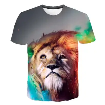 2020 Naujas Vasaros vyriški T-shirt Apvalus kaklas Trumpas rankovėmis Drabužius Gyvūnų Liūtas 3d Spausdinimo marškinėliai Atsitiktinis vyriški T-shirt Negabaritinių