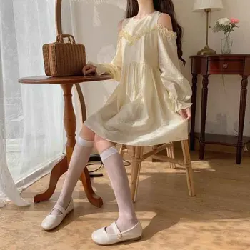 Vientisas 2020 M. Nauja Japonų Lolita Stiliaus Moteris Rudenį Mini Party Dress O Kaklo Pasakų Suknelė Mielas Konkurso Kawaii Mori Mergina Suknelės