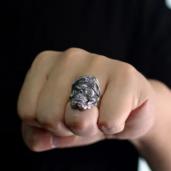 Naujas Tailando sidabro kaukolė one-eyed dragon beretė žiedą žmogus kietas s925 gryno sidabro rankų darbo, bendros kietas vyrukas narkotikų magnatą vyras žiedas