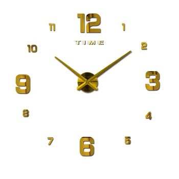 Kambarys laikrodis Namų kambarį dekoruoti Akrilo 47 colių aukso Europos stiliaus kvarco judėjimas 3d sienų lipdukai 