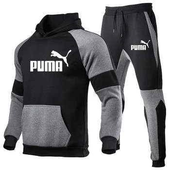 Naujas sportinis kostiumas vyriški sportiniai, 2-piece sutirštės vilnos hoodie + kelnės rudenį ir žiemą šiluma atsitiktinis vyriški sportiniai kailis j