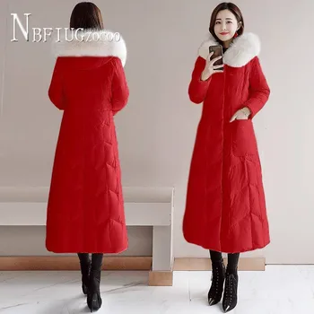 Korėjos Moterys Parkas Ilgai Stiliaus Žiemos Slim, Plius Dydis Moterų Paltas