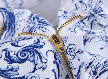 Nauji vyriški vyrų mados mėlynos ir baltos spalvos porceliano modelio spausdinimo džinsai Slim stretch denim pencil kelnės Ilgos kelnės