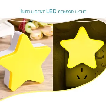Star LED Nakties Šviesos Indukcinės Lempos naktinė lempa Automatinis Jungiklis, Šviesos Jutiklis Energijos Taupymas MUMS/EU Plug Mėlyna/Balta/Rožinė/Geltona