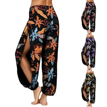 Poilsiu Moterims Gėlių Spausdinti Haremo Kelnės Pusėje Ritininės Jogger Kelnes Hipių Paplūdimys Sweatpants Plius Dydis Moterų Sweatpants Pantalon Femme