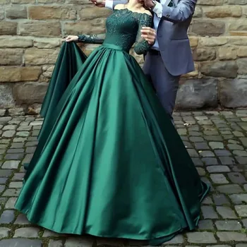 2019 Žalia Princess Blue Keltas Suknelės ilgomis Rankovėmis Ilgai Musulmonų Vakare Gown Vakare Šalis Suknelė Chalatas De Soiree Užsakymą