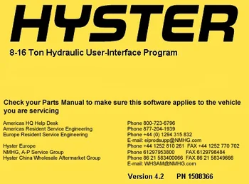 Hyster 8-16 Tonų Hidrauliniai Vartotojo Sąsaja Programa v4.2