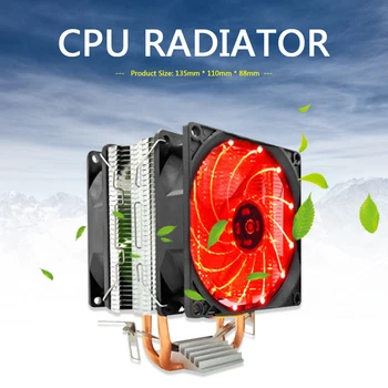 2 Variniai Šilumos Vamzdžiai Dual CPU Aušinimo Ventiliatorius Darbalaukio Aušintuvo Radiatoriaus Intel AMD PC Kompiuteris Vandens Aušinimo Aksesuarai