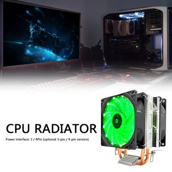 2 Variniai Šilumos Vamzdžiai Dual CPU Aušinimo Ventiliatorius Darbalaukio Aušintuvo Radiatoriaus Intel AMD PC Kompiuteris Vandens Aušinimo Aksesuarai