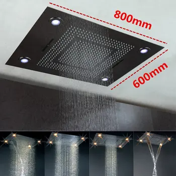 Daugiafunkcis Nuotolinio valdymo Vaivorykštės Spalvų kaita, LED dušo įterptųjų lubų kritulių krioklys užuolaidų didelis lietaus dušo galvutė
