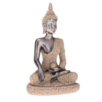 Natūralus Smiltainio Akmuo Ranka Raižyti Sėdi Meditacijos Budos Statula Gesha Fengshui Miniatiūrinės Figūrėlės-Sėkmės