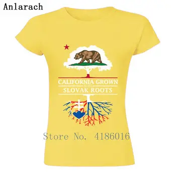 Kalifornijos Auginami Su Slovakijos Šaknys Marškinėliai Apvalios Kaklo Laišką Kurti Pavasario Streetwear Moterų Marškinėliai Topai Gražus, Aukštos Kokybės