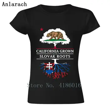 Kalifornijos Auginami Su Slovakijos Šaknys Marškinėliai Apvalios Kaklo Laišką Kurti Pavasario Streetwear Moterų Marškinėliai Topai Gražus, Aukštos Kokybės