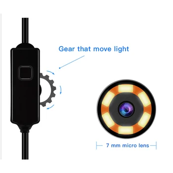 7mm Objektyvas USB Endoskopą vaizdo Kameros Vandeniui Lanksčios Vielos Gyvatė Vamzdžių Tikrinimo Borescope PC 
