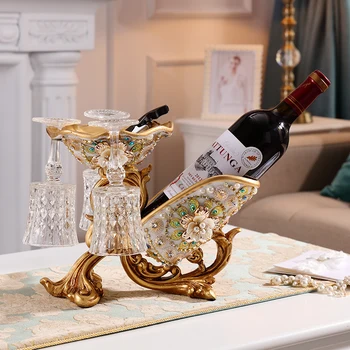 Europos Raudonojo Vyno Laikiklis kambarį prabangus vyno kabineto papuošalai Aukštos koja vyno stiklo laikiklis namų vyno butelis džiovykla