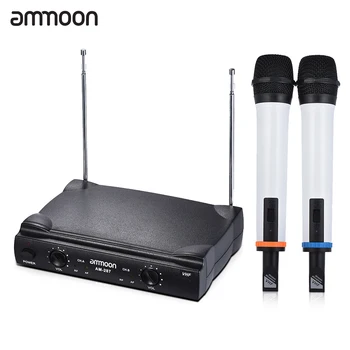 Ammoon Dual Channel VHF Bevielio Mikrofono Sistema 2 Mics1 Imtuvas 6.35 mm Audio Kabelis Partijos Veiklos Visuomenės Adresas