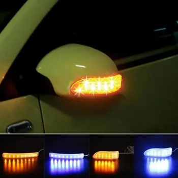 2vnt Minkštas LED posūkių Žibintas Automobilių Universalus Automatinis Šoninių Durų Veidrodis Šviesos Lempa 12V Indikatorius Posūkio Signalai