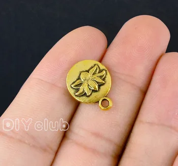 40pcs - Antikvariniai Sidabro / Aukso Lotoso Gėlė, Pakabukai Pakabučiai 2 pusių 16x13mm