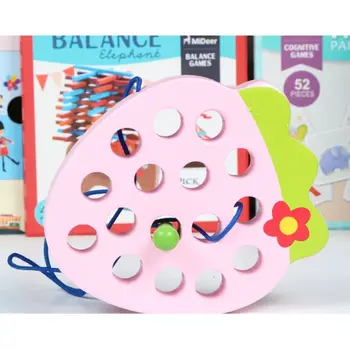 Populiarios Medinės Jungiamąją Žaislas Threading Vaisių, Braškių, Ananasų Arbūzas Blokuoti Galvosūkiai Baby Vaikų Švietimo Žaislai