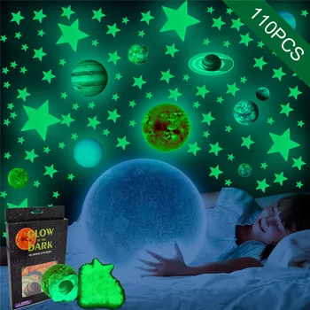 Šviesos Saulės Sistemos Siena Lipdukas Vaikams, Kūdikių Miegamasis Švyti Tamsoje Žvaigždžių Taškų Planetos Liuminescencinės Lipdukas Lubų Namų Dekoro