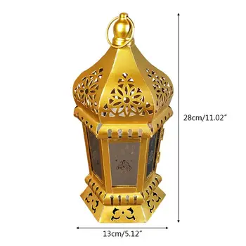 1Set Geležies Ramadanas Dekoratyvinės Šviesos Kabinti Candle Lantern Namų Kambario Dovanos E15B