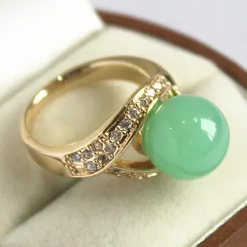 Mielas ponia su crystal dekoruoti &12mm šviesiai žalias, vienas žiedas(#7 8 9 10)