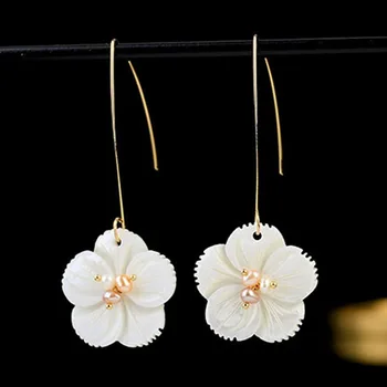 Korėjos Stiliaus White Shell Gėlės Žiedlapis Lašas Auskarai Moterims 2020 Naujas Mielas Saldus Kablys Auskarai Madinga Papuošalai Dovana Priedai