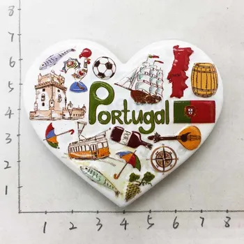 BABELEMI Portugalija Vokietija Šaldytuvas Magnetas 3D Širdies formos Šaldytuvas Magnetas Lipdukas Kelionių Suvenyrų Virtuvės Namų Puošybai