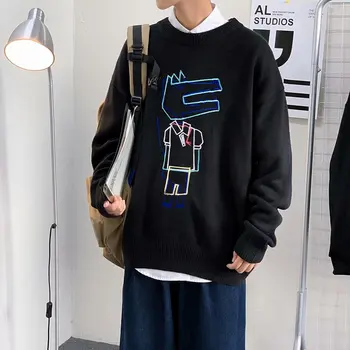 Mados Džemperis Vyrams Streetwear Hip-Hop Rudenį Naujų Traukti Per Spandex O-kaklo Negabaritinių Pora Atsitiktinis Vyrų Megztiniai